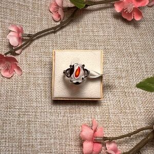 Size 7 | Silver Boho Gemstone Ring – Large Oval Fordite Agate, Chunky Statement